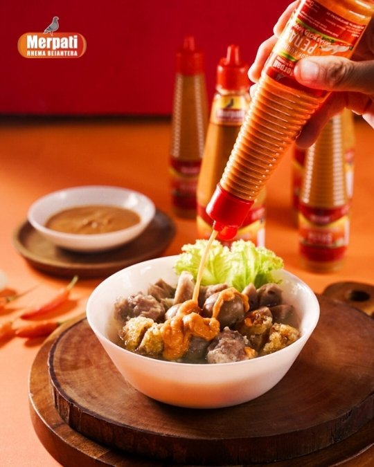 Sambal Merpati bottles and serving bowl